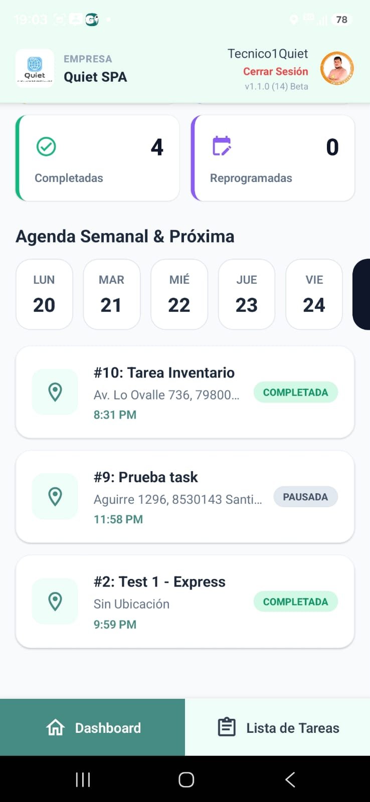 Parte de abajo del Dashboard